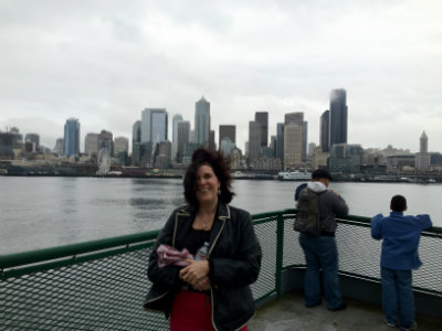 Rita Haverkamp on the ferry to Seattle.