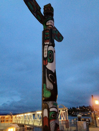 Totem pole at the harbor in Port Orchard, Wash.