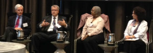From left, Ken Pariseau, of Neighborhood Health Plan of Rhode Island; Kyle Allen, of Riverside Health System in Virginia; Semanthie Brooks, of the Benjamin Rose Institute; and Carol Regan, of Community Catalyst, discuss the issues at the Voices for Better Health convening in October.